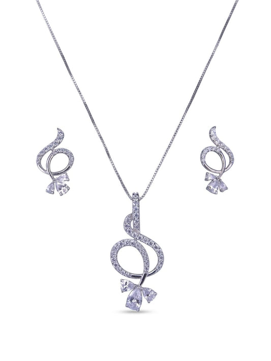 Jewelry set with a necklace and earrings featuring purple gemstones on a white background