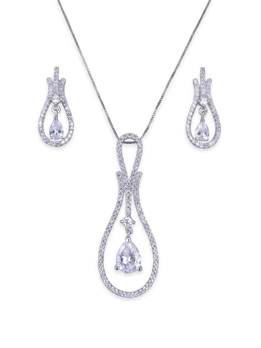Jewelry set with pendant and earrings on a white background