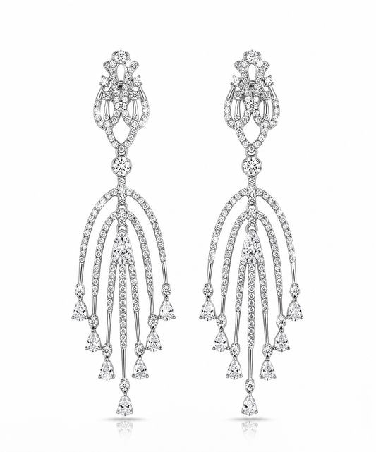 PryORA World Waterfall Chandelier Earrings | 925 Sterling Silver | Made in India