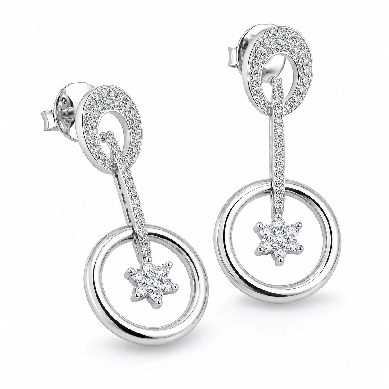 PryORA World Linear Star Drop Earrings | 925 Sterling Silver | Made in India