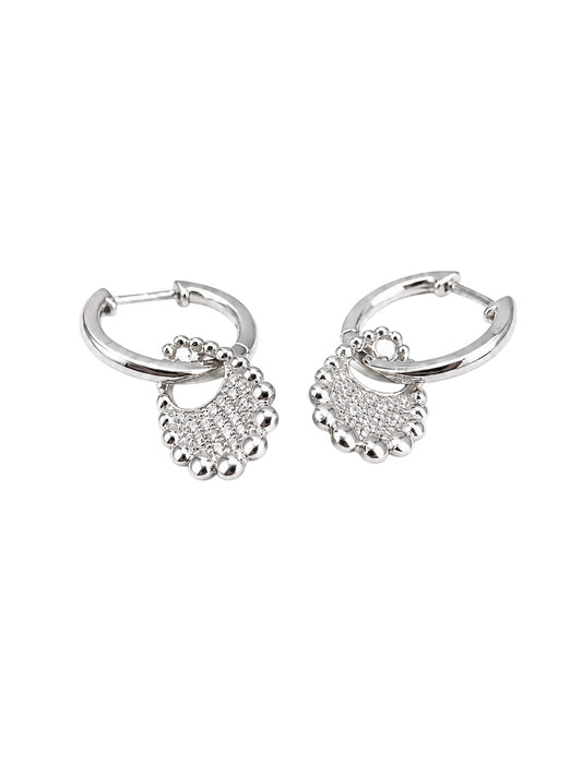 PryORA World Dangling CZ Hoop Earrings | 925 Sterling Silver | Made in India