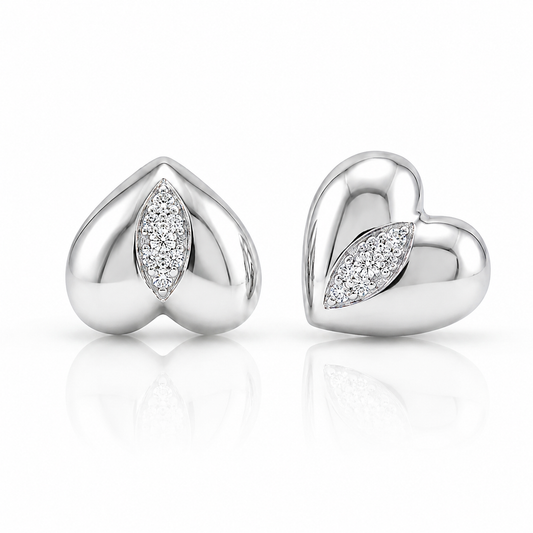 PryORA World Heart-Centric Stud Earrings | 925 Sterling Silver | Made in India