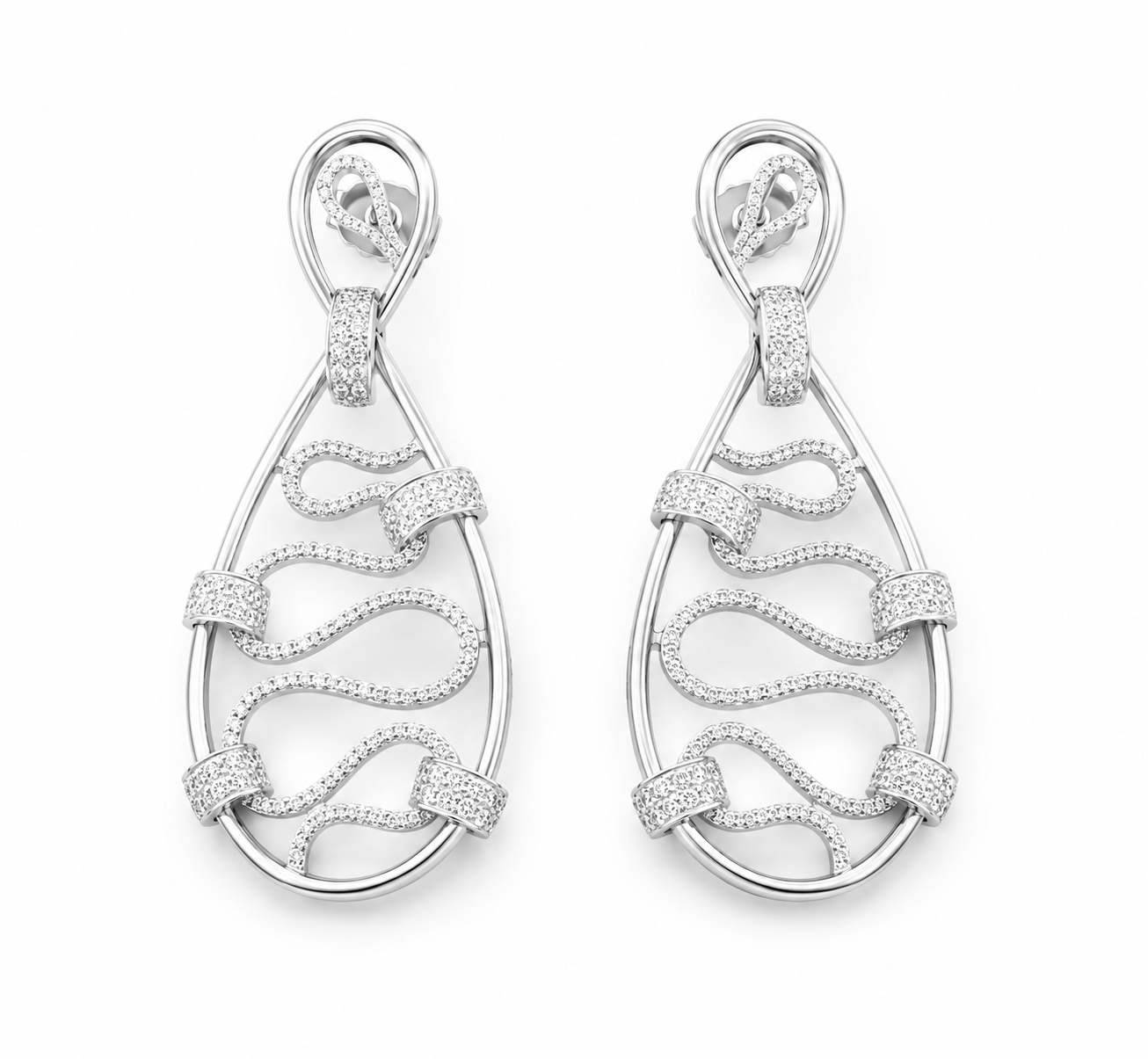 PryORA World Swirling Ribbon Drop Earrings | 925 Sterling Silver | Made in India