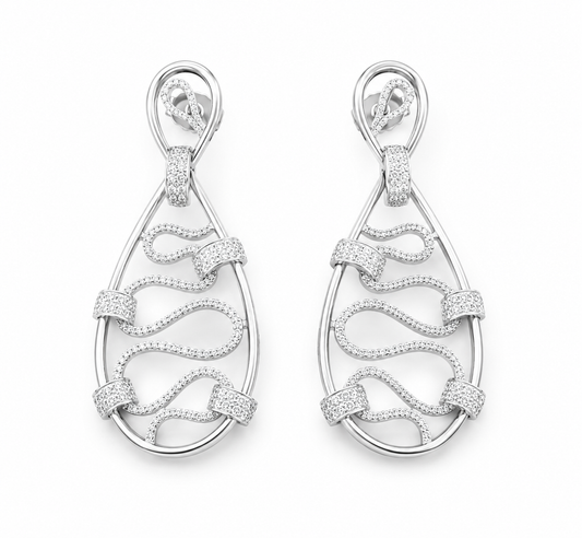 PryORA World Swirling Ribbon Drop Earrings | 925 Sterling Silver | Made in India